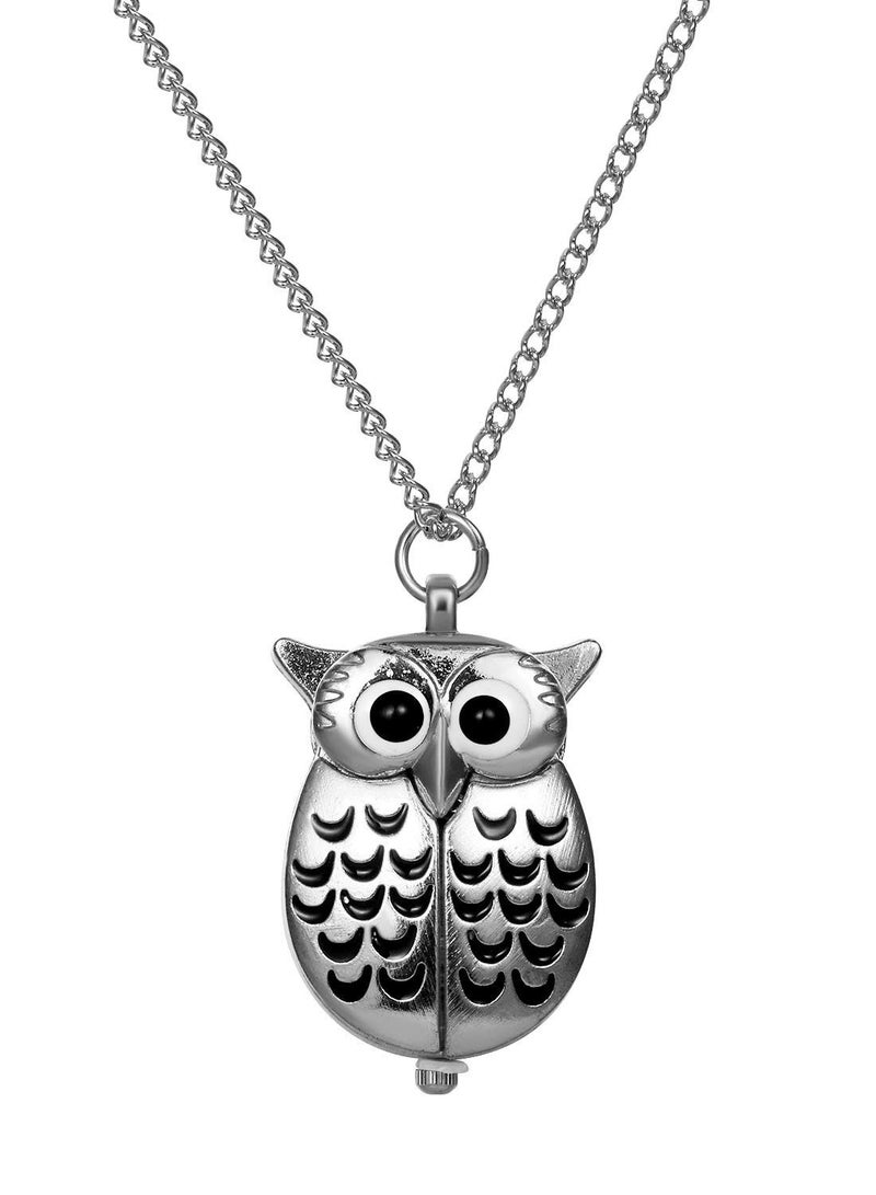 SYOSI ساعة جيب فريدة من نوعها على شكل بومة من البرونز العتيق، سلسلة قلادة هدية للبنات والأولاد والأطفال - Image 4