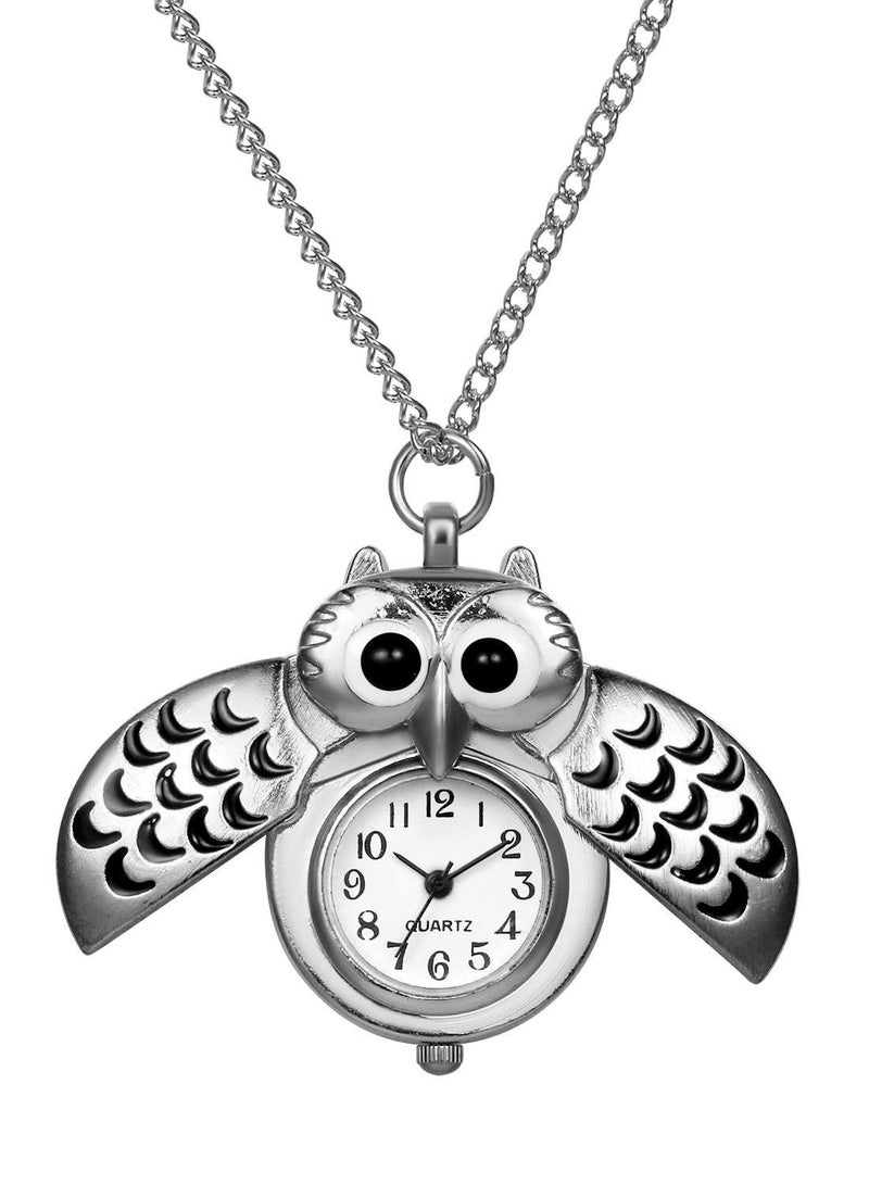 SYOSI ساعة جيب فريدة من نوعها على شكل بومة من البرونز العتيق، سلسلة قلادة هدية للبنات والأولاد والأطفال - Image 5