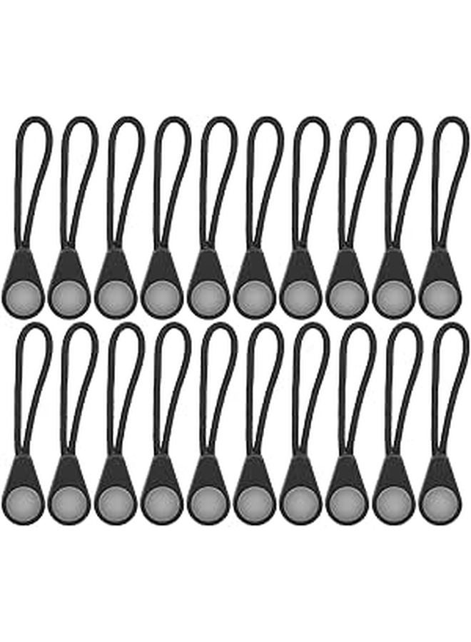 20 Pcs Glow In The Dark Zipper Pullers Black Plastic 6cm Anti Lost Keychains For Outdoor Backpack Camping - Image 1