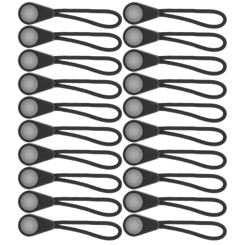 20 Pcs Glow In The Dark Zipper Pullers Black Plastic 6cm Anti Lost Keychains For Outdoor Backpack Camping - Image 3