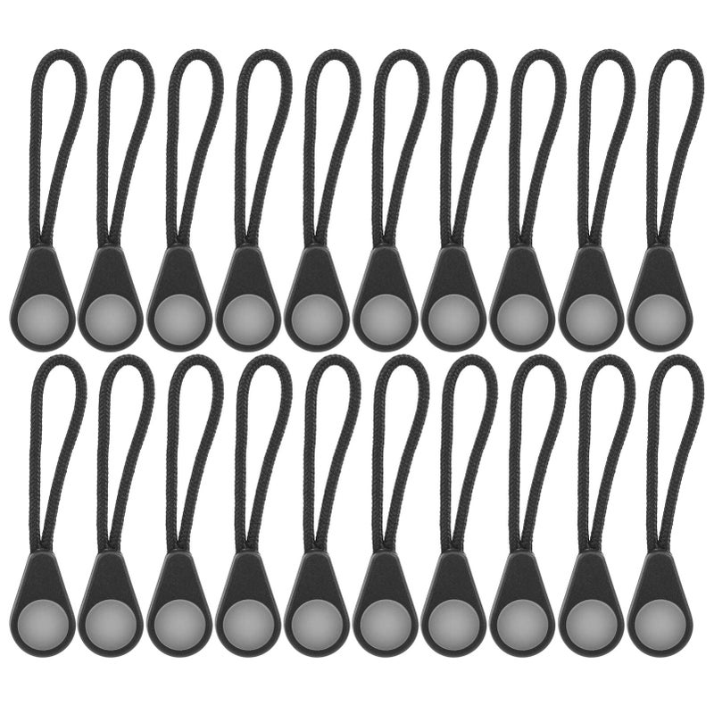 20 Pcs Glow In The Dark Zipper Pullers Black Plastic 6cm Anti Lost Keychains For Outdoor Backpack Camping - Image 2