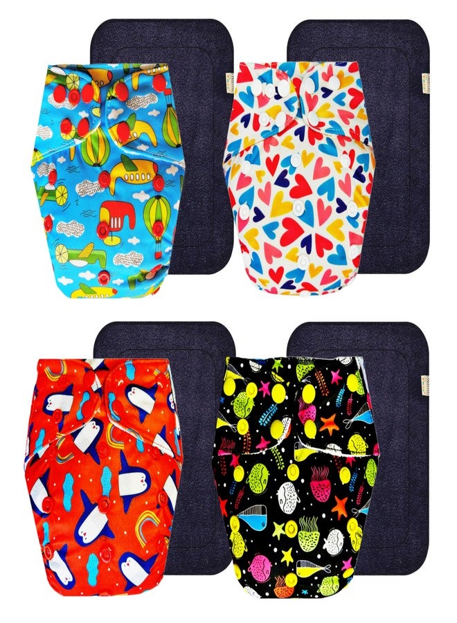 حفاضات قماشية فاخرة من دمبلدو مع حشوة رمادية (عبوة من 4) | شعور بالجفاف والراحة | وسادة ماصة من 6 طبقات | سهلة التنظيف | مصممة من قبل الأمهات | من 3 أشهر إلى 3 سنوات | للجنسين - Image 1