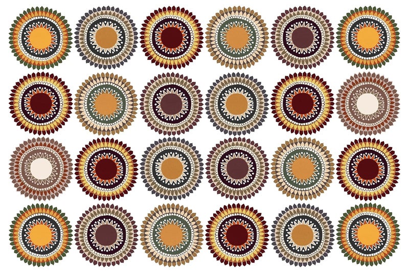 WallDesign Sunshine Tribe 4 Inch x 24 Set Rangoli Wall Stickers Creative Artistic Home Dcor for Bathroom Kitchen Tiles Cupboard - Image 1