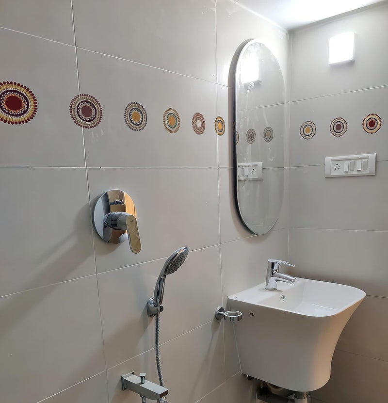WallDesign Sunshine Tribe 4 Inch x 24 Set Rangoli Wall Stickers Creative Artistic Home Dcor for Bathroom Kitchen Tiles Cupboard - Image 3