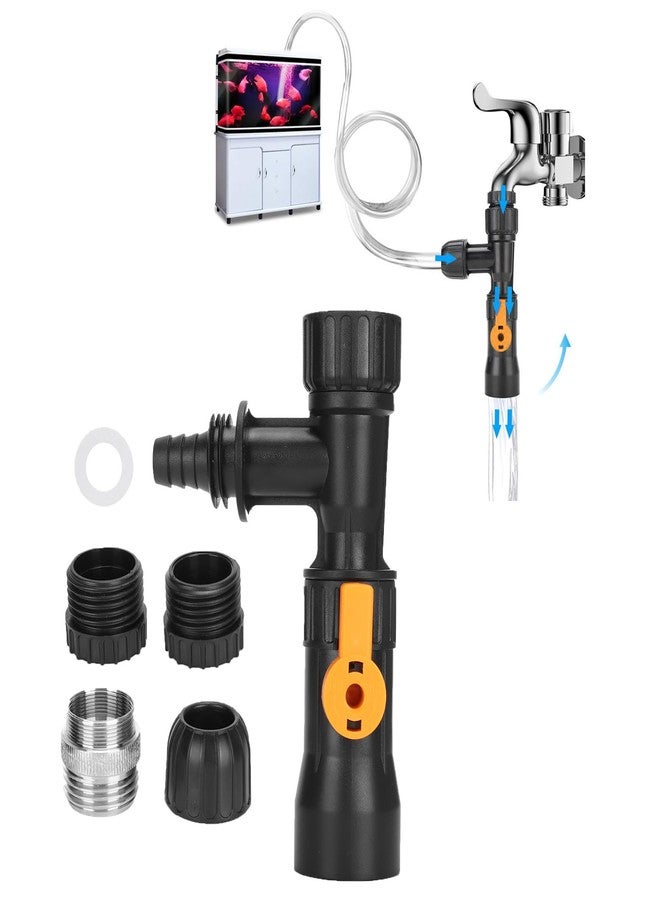 SOONALL Fish Tank Water Changer,Siphon Fish Tank Vacuum Gravel Cleaner Aquarium Quick Water Changer with 2 Faucet Adapters for Aquarium Quick Water Change, Black