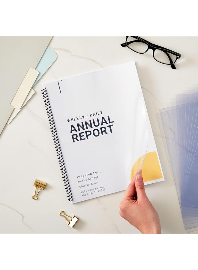 إيروريكس 100 عبوة من أغلفة العروض التقديمية الشفافة لتجليد الخطابات بحجم 10 مل من أوراق البلاستيك للتقارير والعروض التقديمية والجوائز والكتب مقاس 8.5 × 11 بوصة - Image 2