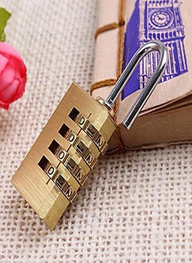 PENS Brass 4 Digit Number Lock Small Bag Lock Travel Lock Luggage Resettable Password Locks Combination Padlock Gold. (Pack of 5) - Image 3