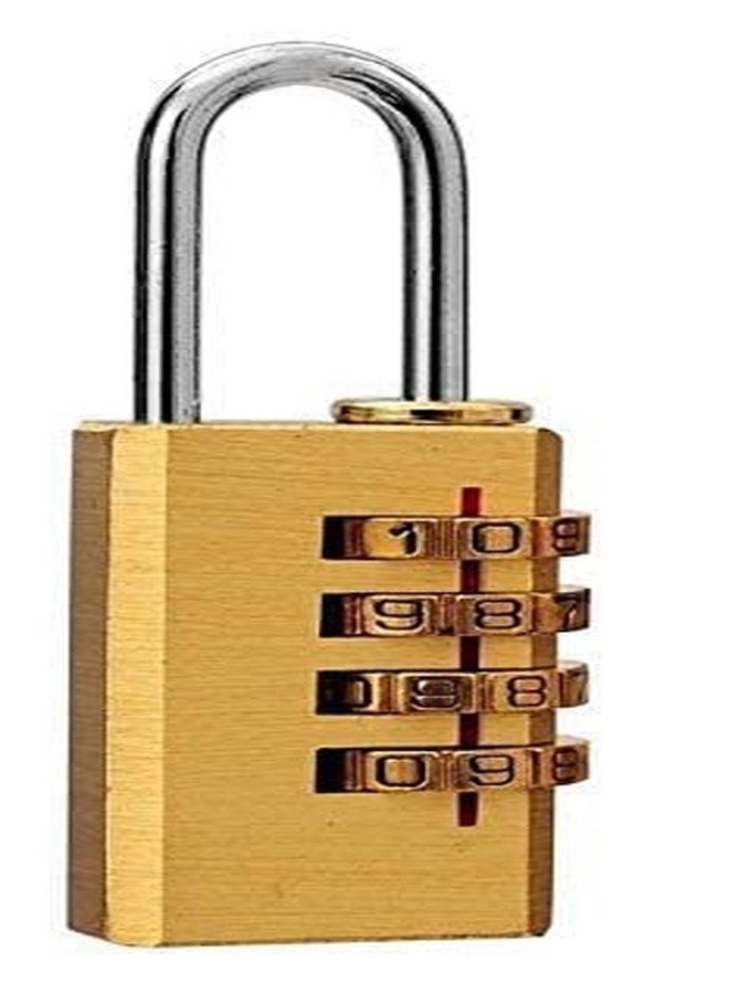 PENS Brass 4 Digit Number Lock Small Bag Lock Travel Lock Luggage Resettable Password Locks Combination Padlock Gold. (Pack of 5) - Image 1