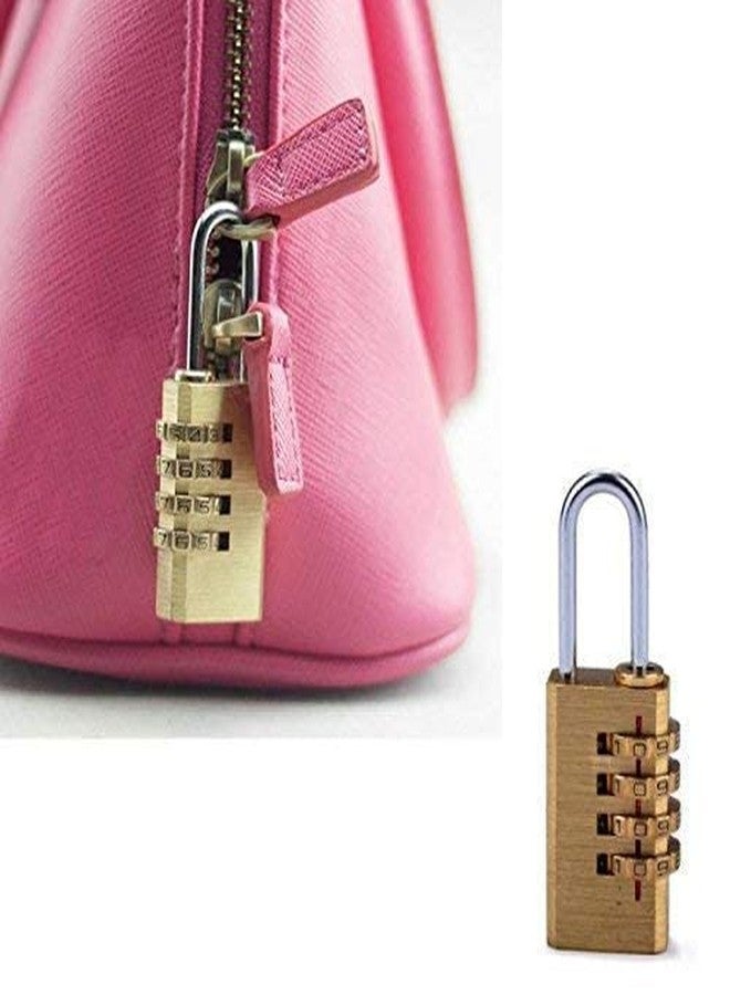 PENS Brass 4 Digit Number Lock Small Bag Lock Travel Lock Luggage Resettable Password Locks Combination Padlock Gold. (Pack of 5) - Image 5