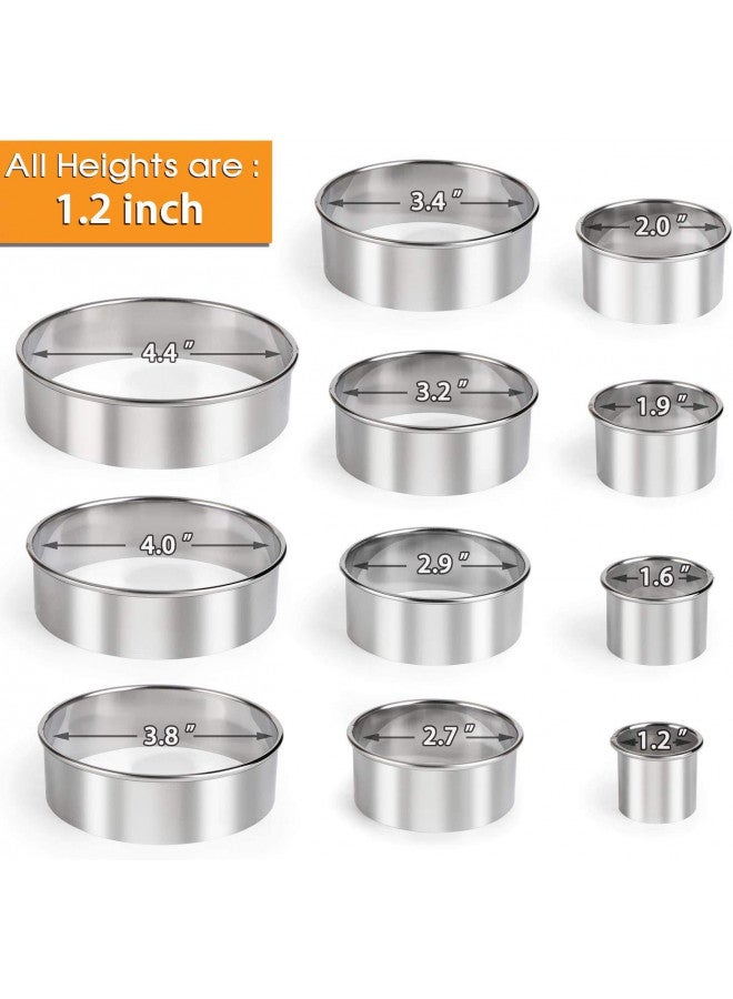 HULISEN Stainless Steel Round Cookie Biscuit Cutter Set, 11 Circle Donut Doughnut Cutter, Baking Ring Molds for Mini Cake, Scone, Pastry, Cooking, Gift Package