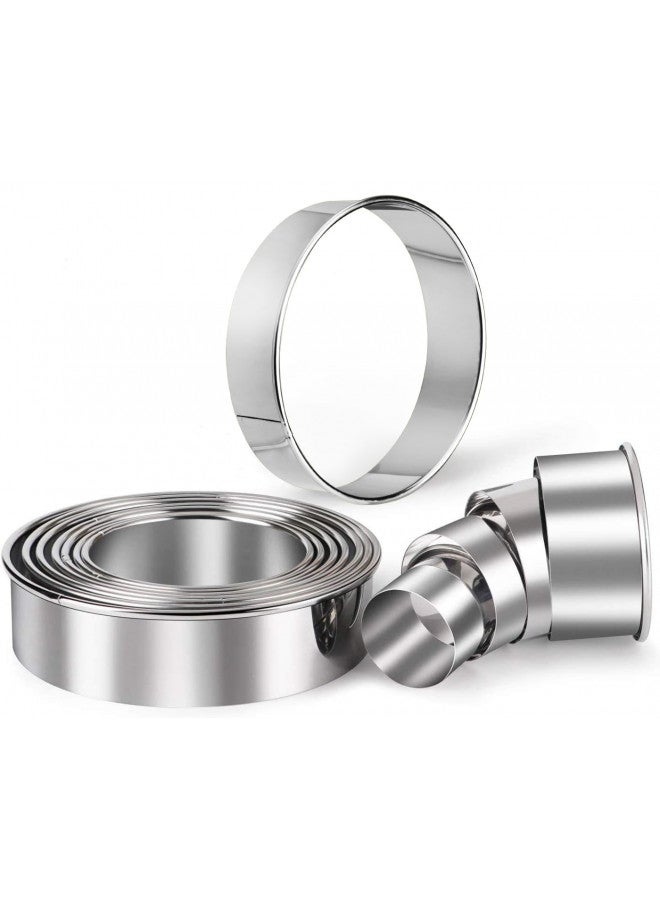 HULISEN Stainless Steel Round Cookie Biscuit Cutter Set, 11 Circle Donut Doughnut Cutter, Baking Ring Molds for Mini Cake, Scone, Pastry, Cooking, Gift Package