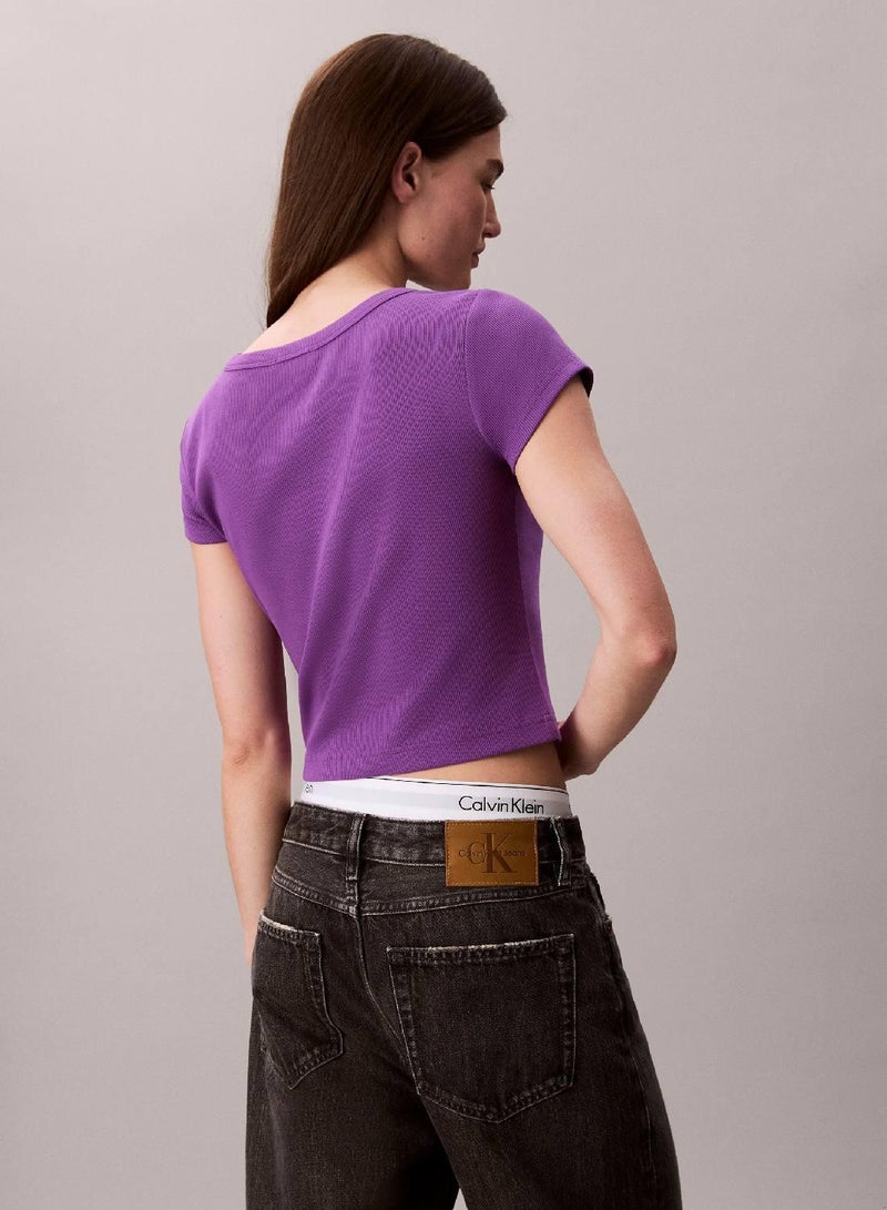 Calvin Klein Jeans Slim Ribbed Cotton Badge T-Shirt - Image 3