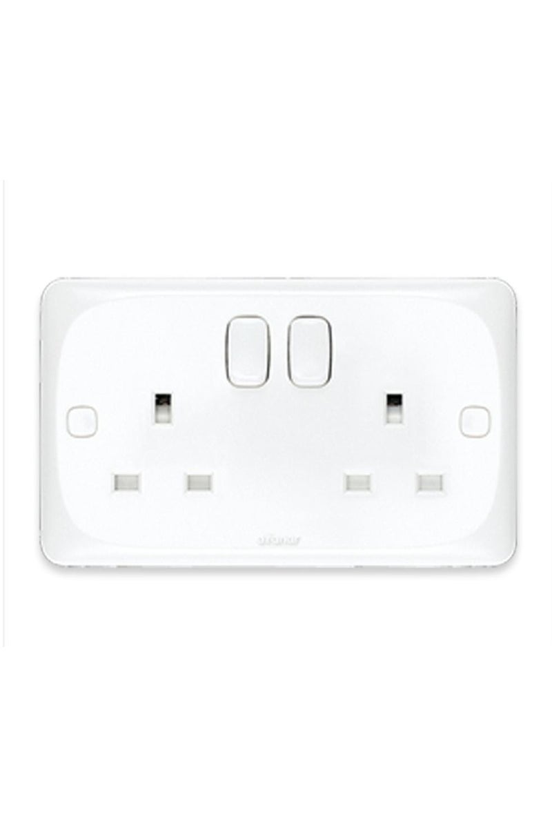 Alfanar Double Wall Socket with Dual Switch – 13A, White, UK Standard Power Outlet - Image 1