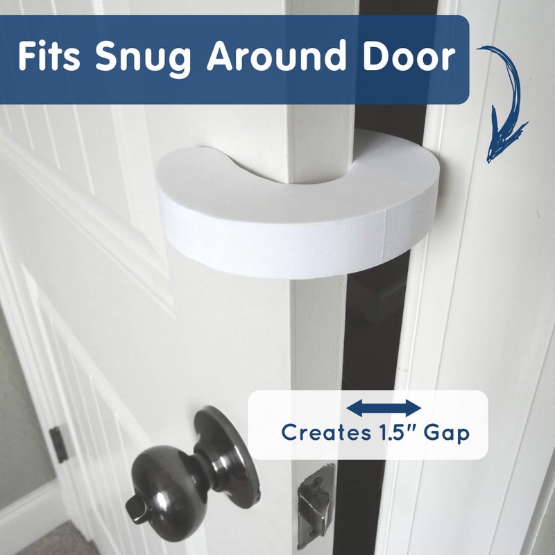 Wittle Baby Proofing Door Stopper - 4Pk, Soft Eva Foam Finger Pinch Guard, Prevents Injuries, Slamming Doors, Child Or Pet From Getting Locked In Room, White - Image 5