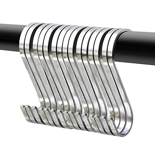 YourGift 20 Pack Flat S Hooks Stainless Steel 3 inches S Shaped Hanging Hooks for Kitchen, Bathroom, Bedroom and Office (Medium) - Image 1