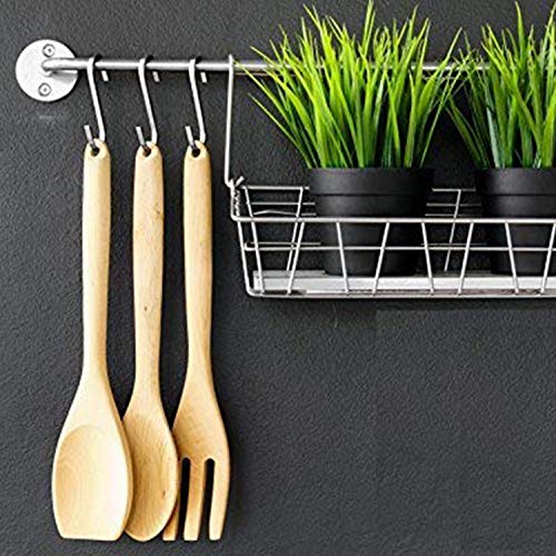YourGift 20 Pack Flat S Hooks Stainless Steel 3 inches S Shaped Hanging Hooks for Kitchen, Bathroom, Bedroom and Office (Medium) - Image 4