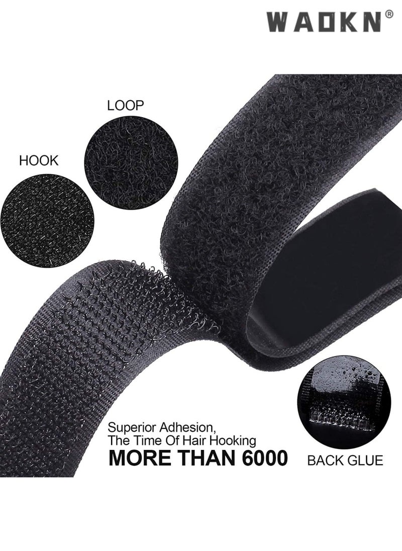 WAOKN Self-Adhesive Hook and Loop Strips Tape Roll, Black Heavy Double Sided Sticky Duty Strips Industrial Strength Sticky Fastener Interlocking Fastener for Household Kitchen School Office, 1M, Set of 2  - Image 4
