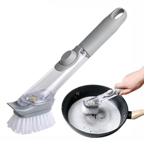Recluse Multi-Purpose Washing Up with Detergent Dispenser,Pot Washing Brush, Non-Stick Oil Kitchen Cleaning Brush, Long Handle Dishwashing Automatic Sponge Cleaner Household Cleaning Tools - Image 1