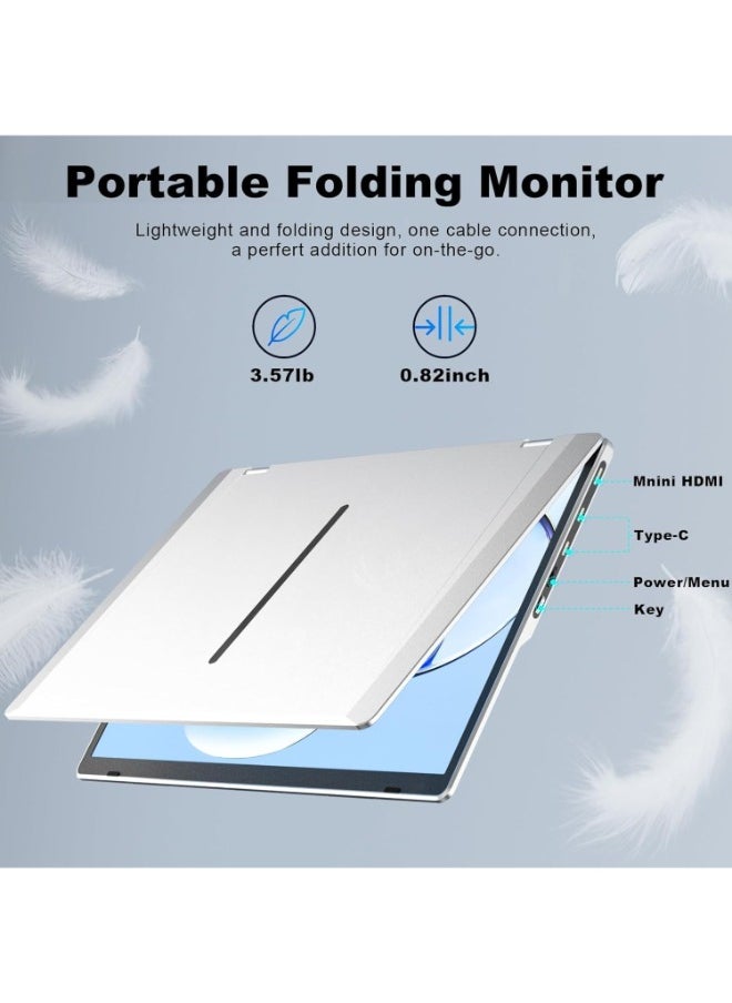 V2COM Laptop Screen Extender, 15.6" Folding Portable Monitor for Laptop, 1080P FHD IPS Triple Monitor Extension for Laptop with Windows MacOS, One Cable/340° Rotation/VESA Mountable/Ergo Design