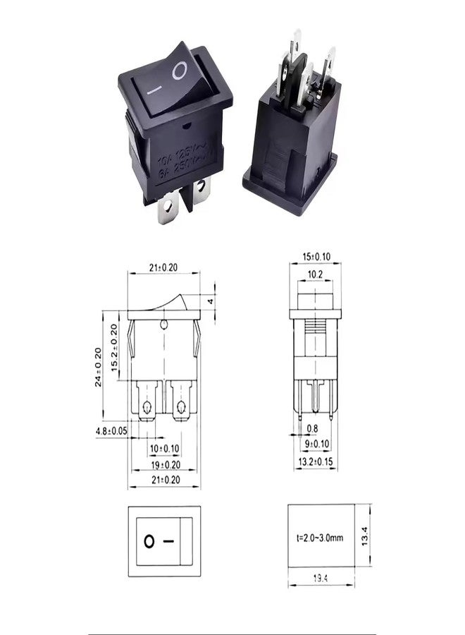CentIoT - IEC320 C8 Power Cord Inlet Socket Receptacle - ON-Off 4PIN DPST Rocker Switch (Black) - Image 4