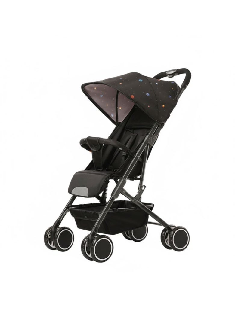 Toyland Baby Stroller with Star Print Canopy – Lightweight Foldable Travel Pram with Storage Basket for Newborns & Toddlers - Image 1