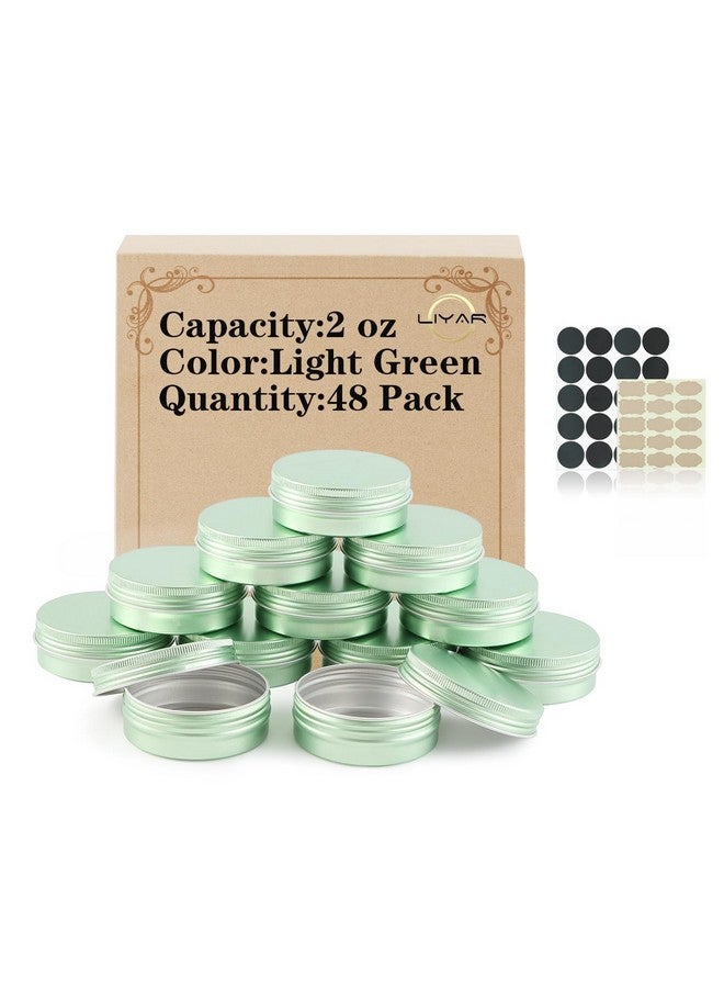 LIYAR 2 oz Container Aluminum Tin Jars 48 Pack Candle Tins Salve Tins Versatile Small Containers with Lids Metal Tin for Balms,Spices,Salve,Crafts(Pale Green) - Image 1