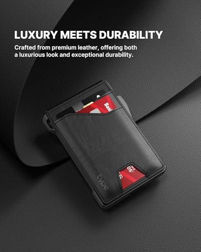 typecase Tactical Wallet for Men Card Holder: Pop Up Card Case, Genuine Leather, Smart, RFID Blocking, Slim, Minimalist, Thin, Front Pocket - 9-13 Card Capacitiy, ID Window, Money Clip (Black) - Image 5