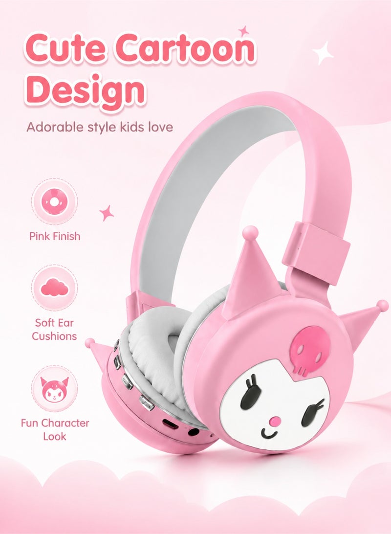 kuromi Cartoon Wireless Bluetooth Headphones — Foldable Gaming Headset (with FM Radio, TF Card Slot, Stereo Sound) | Compatible with PC, Smartphones, Tablets | Suitable for Kids, Teens, and Adults (Cute Design) - Image 1
