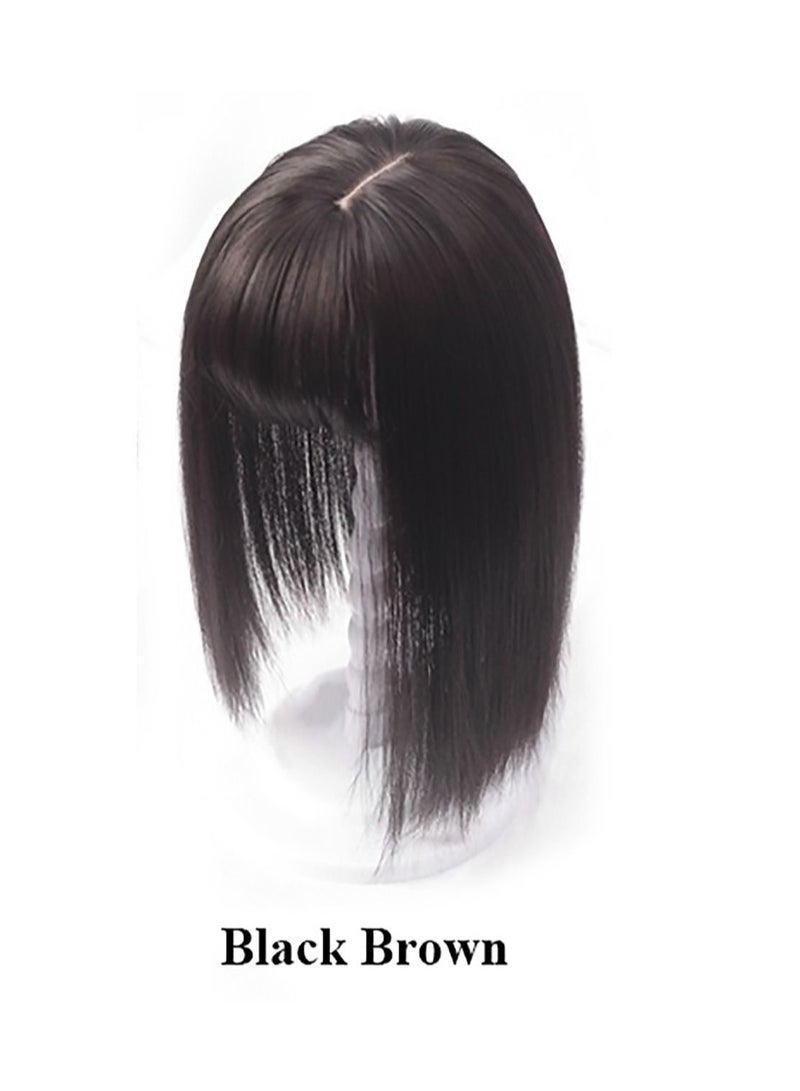 إستيل غطاء الشعر مع الانفجارات الجوية للسيدة مع غطاء قطعة شعر من الألياف المقاومة للحرارة شعر أكثر بياضًا لزيادة حجم الشعر بشكل طبيعي وبني أسود - Image 1