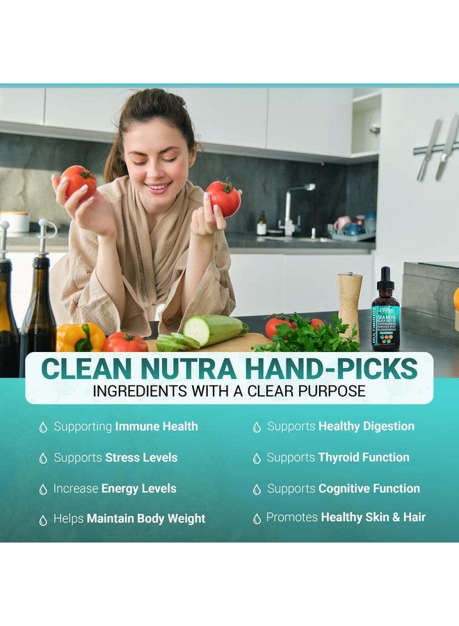 Clean Nutraceuticals Clean Nutraceuticals Sea Moss Drops Supplement Liquid with Black Seed Oil Ashwagandha Burdock Root & Bladderwrack - Multimineral Organic Non-GMO Vegan for Gut Heath Skin Immune Support Hair (2) - Image 2