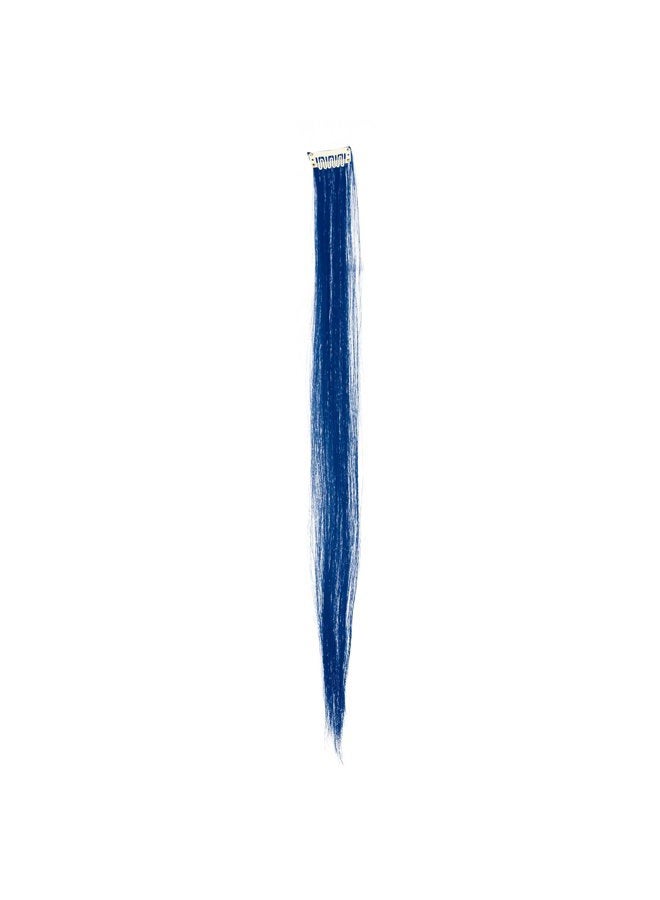 SWACC 12 Pcs Straight One Color Party Highlights Clip on in Hair Extensions Colored Hair Streak Synthetic Hairpieces (Blue) - Image 4