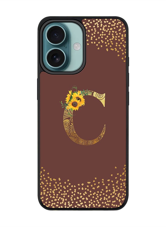Stylizedd For iPhone 16 Case [Compatible with MagSafe] Slim Magnetic cover Phone Case iPhone 16 -Custom Floral Monogram - C (Brown ) - Image 1
