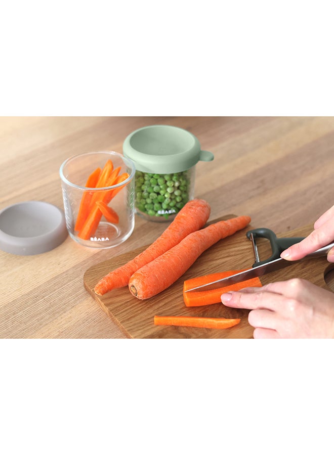 BEABA Set Of 2 Glass Baby Food Storage Jars, Sage Green And Gazelle, 250 ML - Image 5