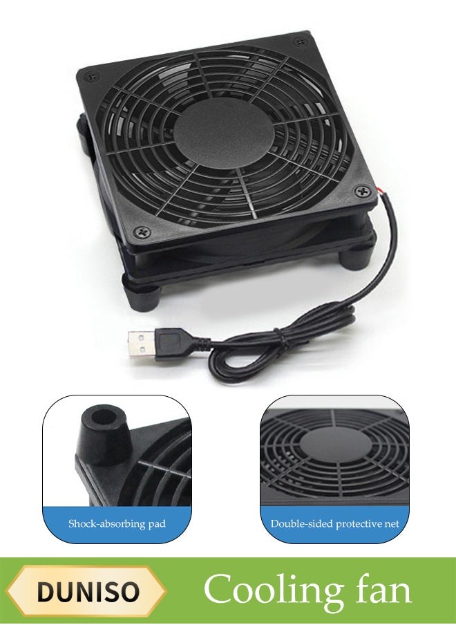 DUNISO Usb Cooling Fan, Radiator Base, Industrial Control Host Power Distribution Cabinet Bracket, Suitable For Router Rack Diy Audio And Video Network Cabinet Server Cooling Engineering And Equipment Workstation Mining Machine Laptop Cooling Fan Bracket (Single Fan)  - Image 1
