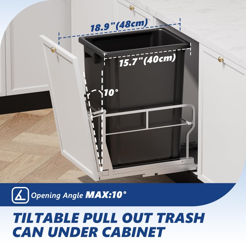 Insputer Pull Out Trash Can Under Cabinet with Tiltable 10Â° & 10 Gal Garbage bin, Under Sink Trash Can Kit for Kitchen, Easy to Take Out Bin, Requires Minimum Cabinets Opening 12" W X 18" D - Image 2