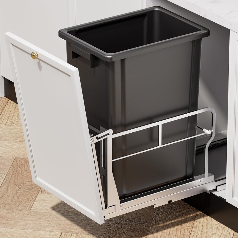 Insputer Pull Out Trash Can Under Cabinet with Tiltable 10Â° & 10 Gal Garbage bin, Under Sink Trash Can Kit for Kitchen, Easy to Take Out Bin, Requires Minimum Cabinets Opening 12" W X 18" D - Image 1