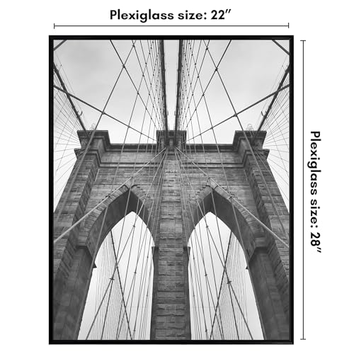 Americanflat 22x28 Poster Frame with Polished Front Cover SlideIn Photo Frame with Buildable Molding Fusion Collection Picture Frames for Wall Display Black - Image 3