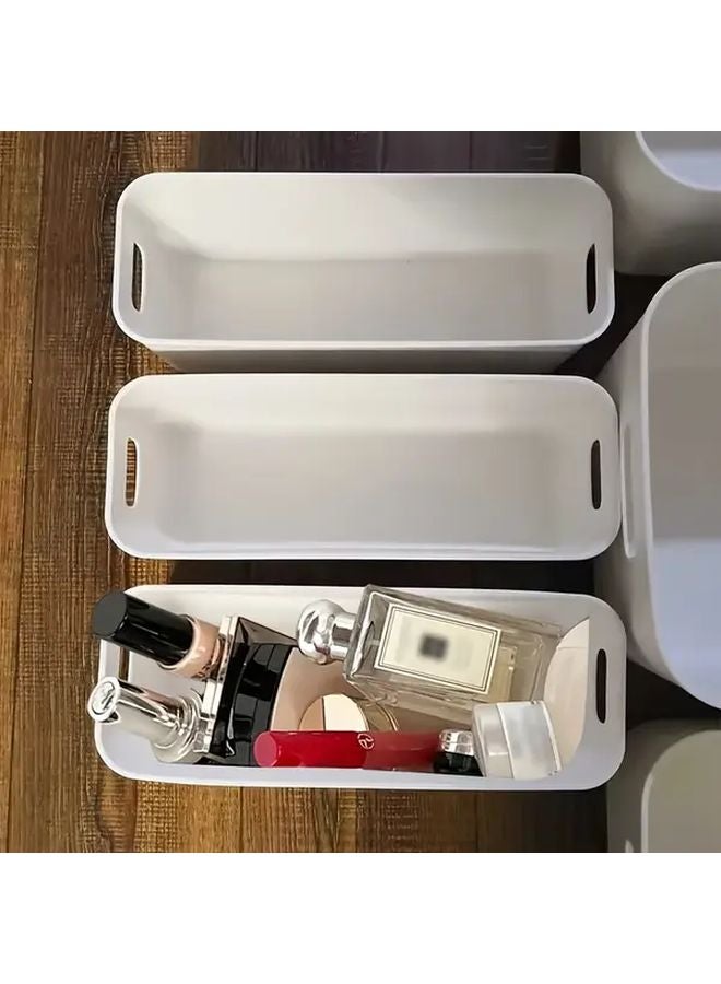 4 Piece White Plastic Storage Box Set Multifunctional Home Organizer For Makeup Tools - Image 2