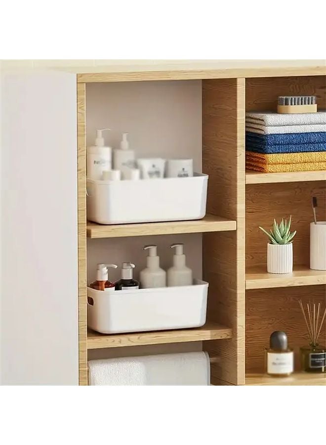 4 Piece White Plastic Storage Box Set Multifunctional Home Organizer For Makeup Tools - Image 5