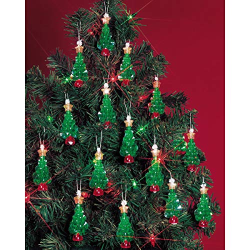 The Beadery Holiday Beaded Ornament Kit 225Inch Mini Trees Makes 24 Ornaments