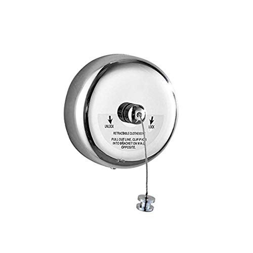 Alexvyan 3M Stainless Steel Retractable Cloth Line Adjustable Lockable Hanging Washing Line- Max Length 9 Feet Nylon Thread-Polished Chrome Finish, Round Style, Silver - Image 1