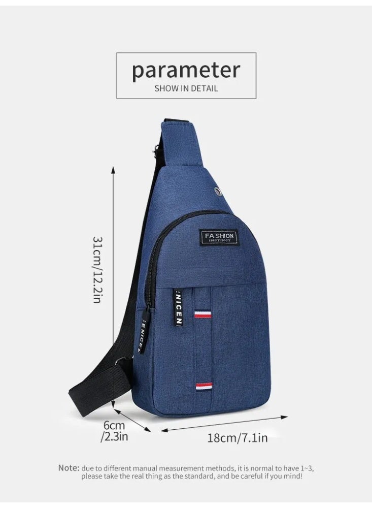 FANGFANGOTD Lightweight Canvas Sling Backpack for Men, Small Crossbody Chest Bag with Headphone Port & Adjustable Strap - Trendy Waist Bag for Travel, Work, Leisure | Men's Accessories - Image 3