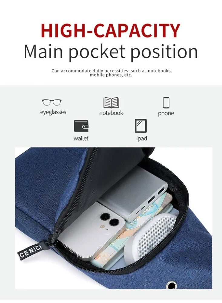 FANGFANGOTD Lightweight Canvas Sling Backpack for Men, Small Crossbody Chest Bag with Headphone Port & Adjustable Strap - Trendy Waist Bag for Travel, Work, Leisure | Men's Accessories - Image 5