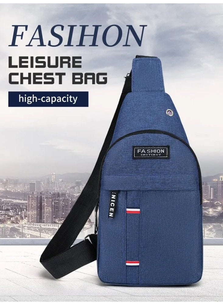 FANGFANGOTD Lightweight Canvas Sling Backpack for Men, Small Crossbody Chest Bag with Headphone Port & Adjustable Strap - Trendy Waist Bag for Travel, Work, Leisure | Men's Accessories - Image 2