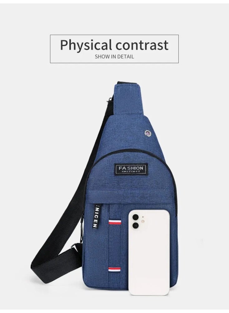 FANGFANGOTD Lightweight Canvas Sling Backpack for Men, Small Crossbody Chest Bag with Headphone Port & Adjustable Strap - Trendy Waist Bag for Travel, Work, Leisure | Men's Accessories - Image 4