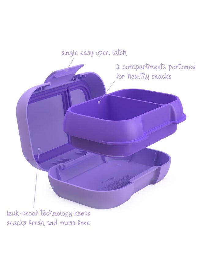 Bentgo Kids Snack 2 Compartment Leak Proof Bento - Style Food Storage For Snacks And Small Meals, Easy - Open Latch, Dishwasher Safe , And Bpa - Freeideal For Ages 3+ (Purple)  - Image 1