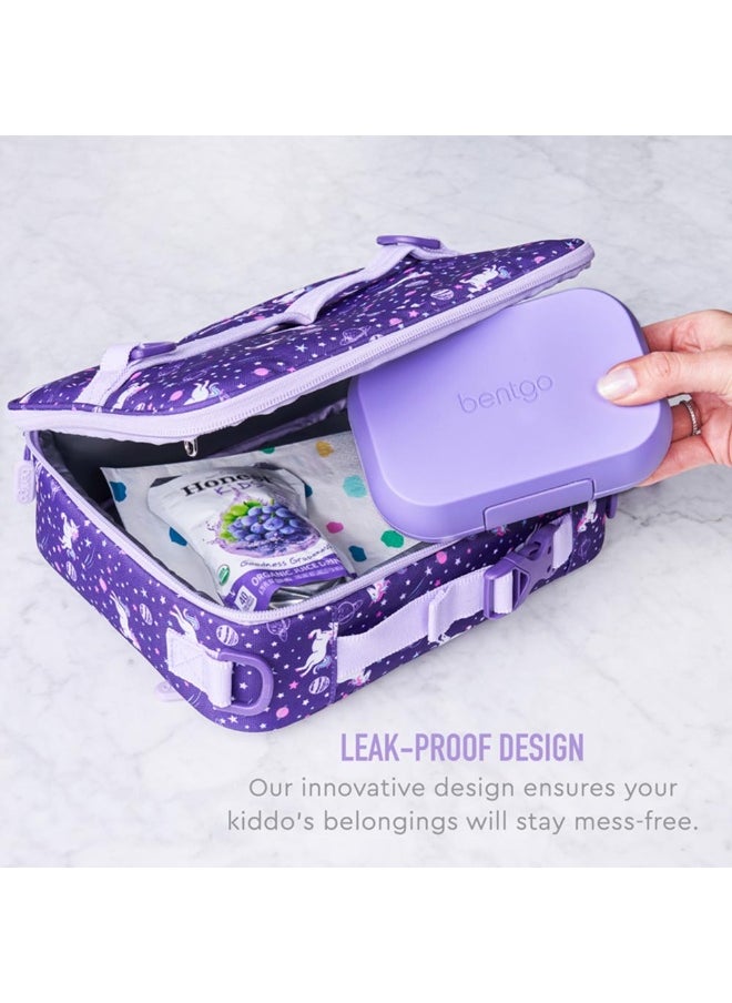 Bentgo Kids Snack 2 Compartment Leak Proof Bento - Style Food Storage For Snacks And Small Meals, Easy - Open Latch, Dishwasher Safe , And Bpa - Freeideal For Ages 3+ (Purple)  - Image 3