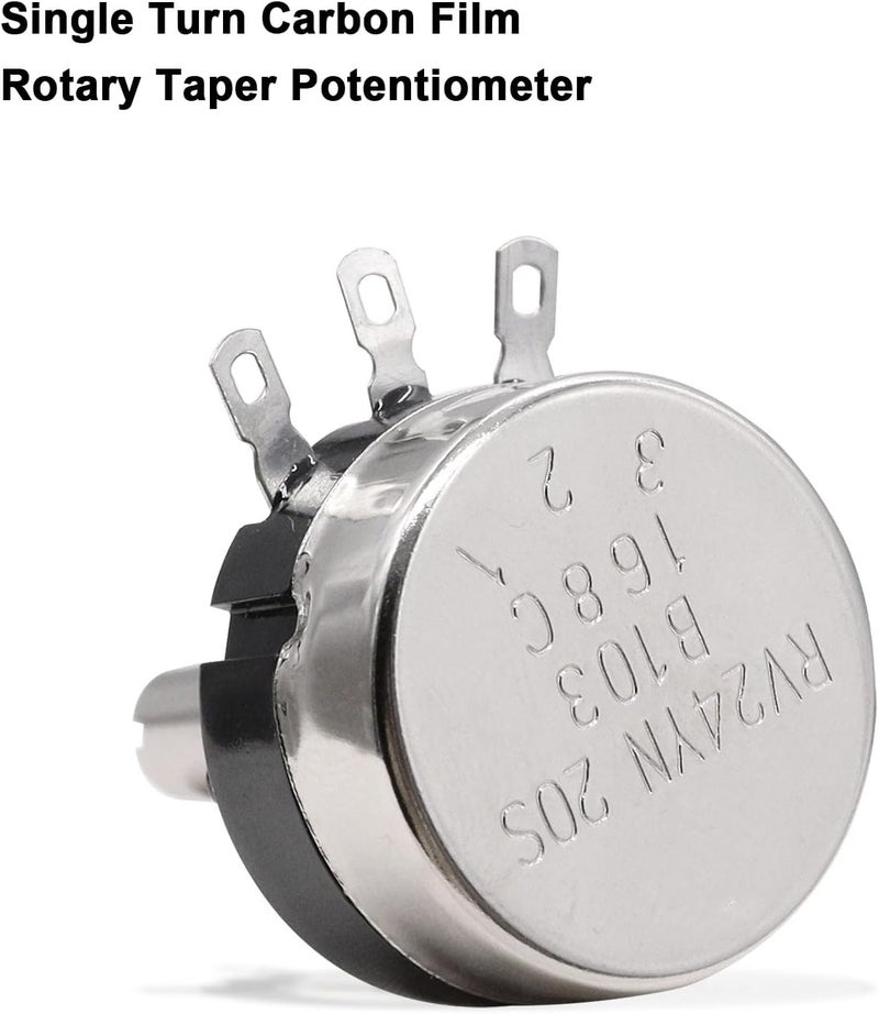 Taiss 2pcs RV24YN20S 1K Potentiometer Single Turn Carbon Film Rotary Taper Potentiometer Used for Inverter speed regulation. Motor speed control + 2pcs A03 knob + 2pcs dials (B102 1K ohm) - Image 5