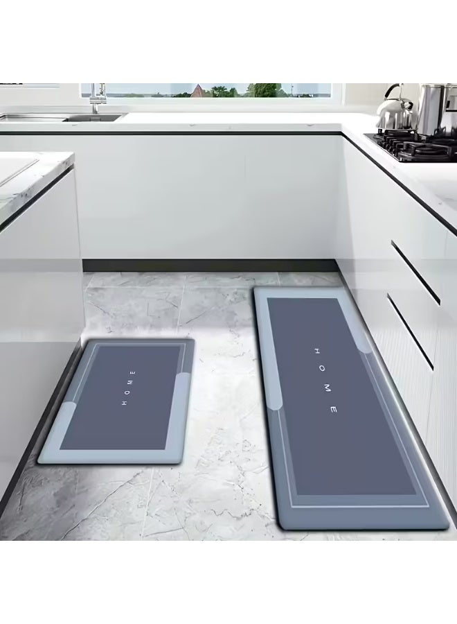طقم من قطعتين سجادة مطبخ فائقة الامتصاص – سريعة الجفاف وغير قابلة للانزلاق، مصنوعة من مزيج بوليستر متين، مثالية للمطبخ أو الحمام الكبير - Image 1
