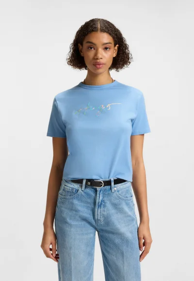 HUGO Crew-neck T-shirt in cotton with seasonal print